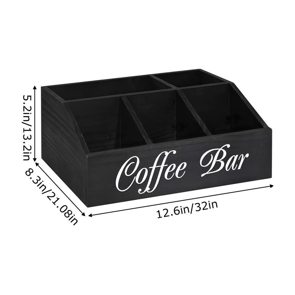 Coffee Tea Holder Basket Countertop Coffee Bar Accessories Wood Coffee Pods Holder Storage Basket for Offices Coffee Bar