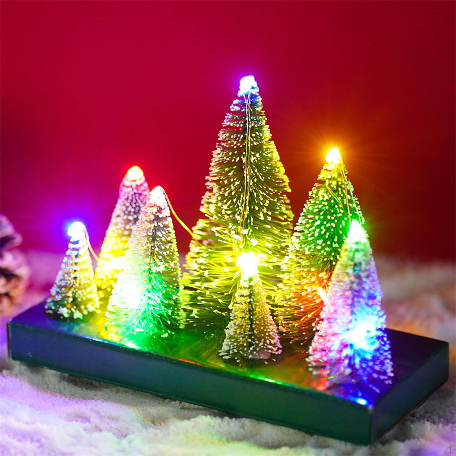 

Mini Christmas Trees with Colorful Lights Table Ornament Reusable Decoration for Shop