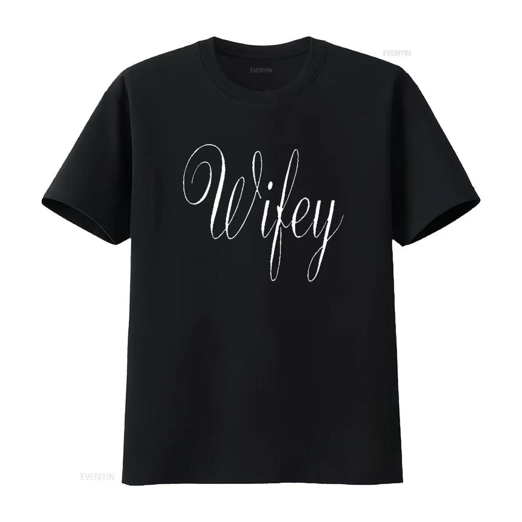 Wifey T Shirt Womens Cotton Dark Black Small Vintage Washed Designer Clothes Soft Fashion Slightly Casual Graphic Versatile