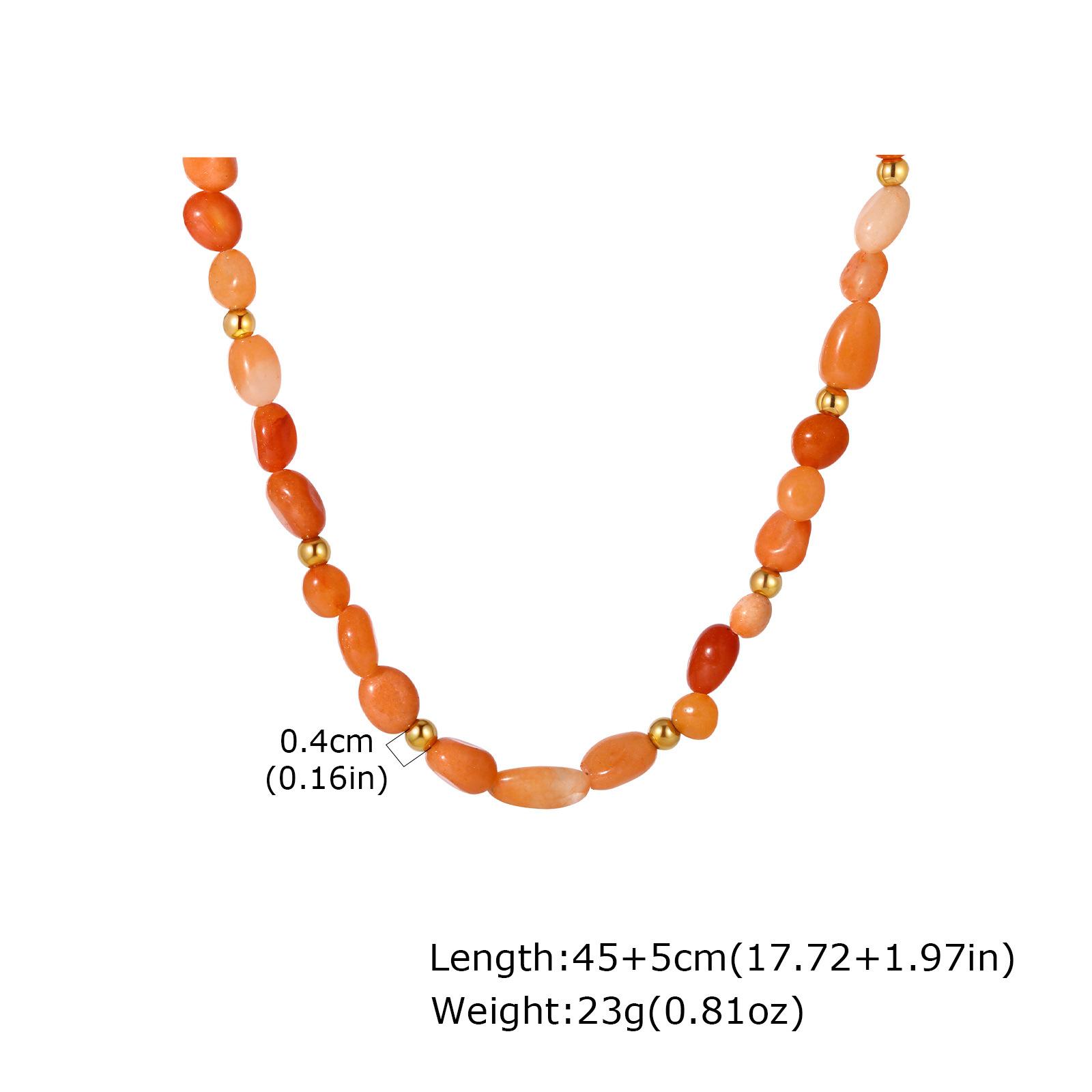 

Ladies Elegant Contrast Color Matching Stainless Steel Chain Natural Stone Necklace Plated 18K Gold Jewelry Nc-2547