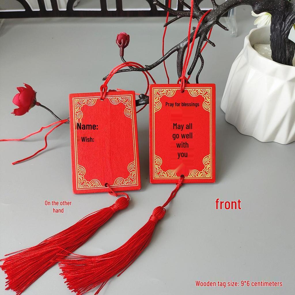 Handwritten Wooden Blessing Plaque Hanging Decoration - Customizable with Logo for Temples and Scenic Areas