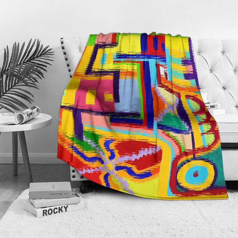 Colorful Abstract Geometric Pattern Kids Blanket Soft Fleece Throw Bed Sofa Decorative Throw Blanket