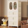 Kids' Multi-layer Plastic Wardrobe with Wheels | Folding Storage Cabinet for Baby Clothes