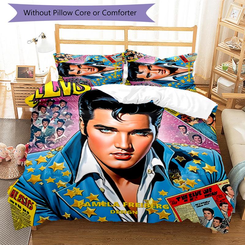 Elvis 3-teiliges Bettwäsche-Set Bettbezug Verschluss Enthält 1 Bettbezug & 2 Kissenbezüge für Alle Jahreszeiten Schlafzimmer Zuhause Wohnheim Dekor