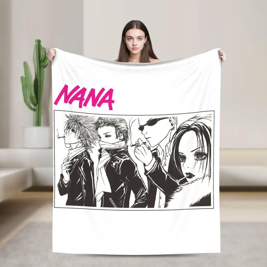 Nana Osaki Knitted Blankets Flannel Classic Anime Manga Super Soft Throw Blanket for Airplane Travel Bedspread