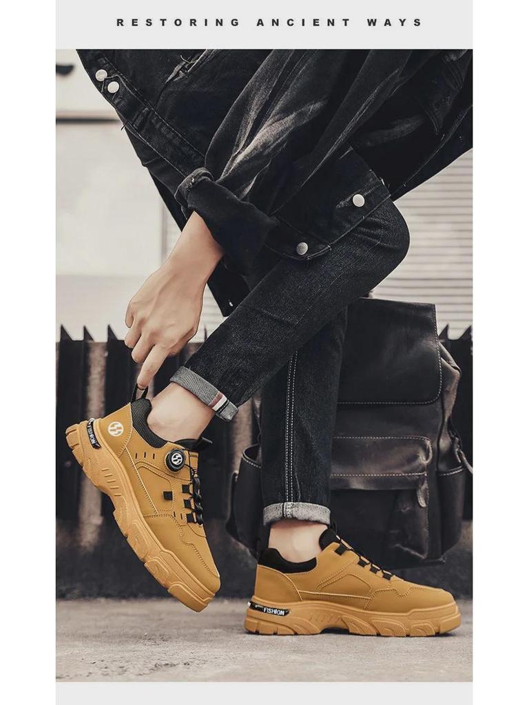 Men's 2025 Spring Slip-On Low-Top Waterproof Casual Sports Shoes with Rotating Button