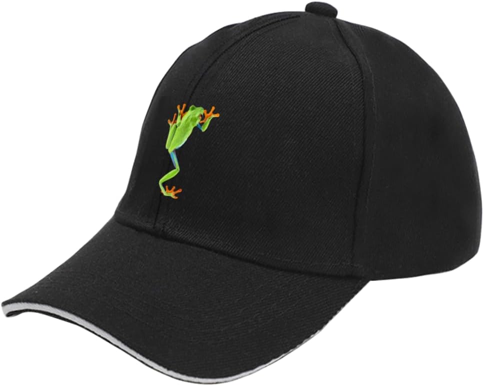 Red Eyed Tree Frog Graphic Baseball Cap Polyester Adjustable Summer Outdoor Snapback Hat Unisex