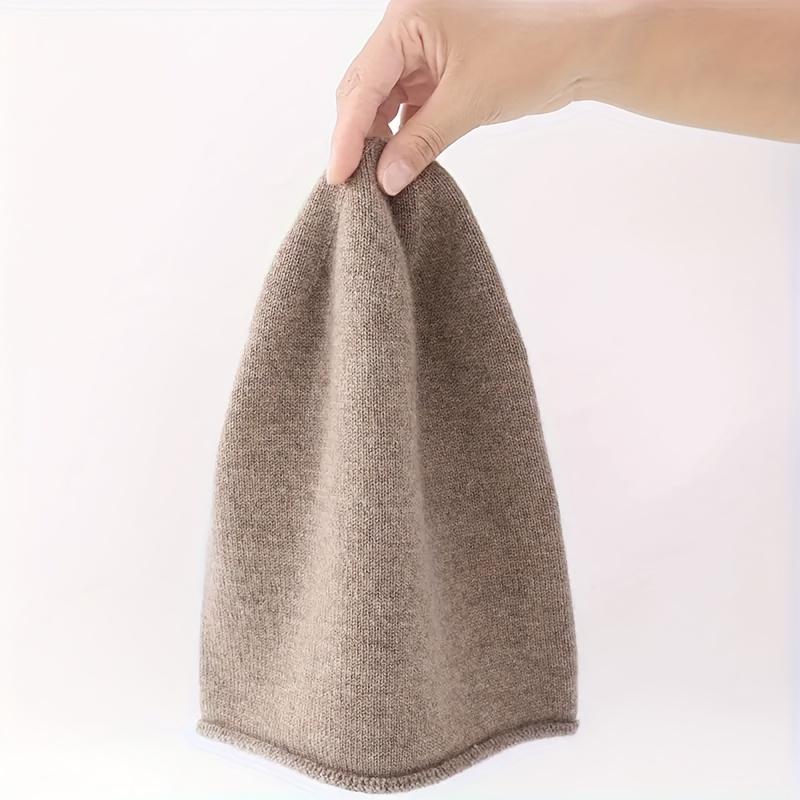 Luxury Cashmere Wool Beanie Hat - Unisex Winter for & Women, Soft Warm Roll-Over Brim, Casual & Costume Wear,Durable Fiber