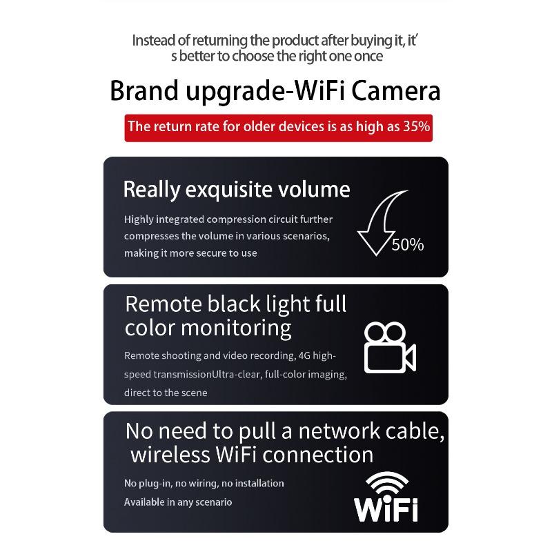 1PCS Mini WIFI Security Portable HD Camera for Indoor Outdoor, PIR Motion Detection,Night Vision
