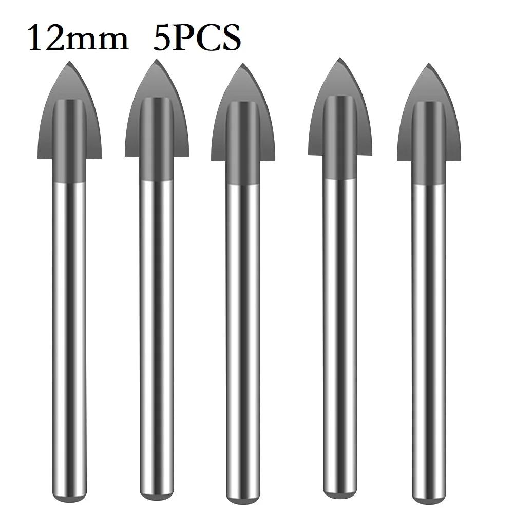 5PCS 312mm Carbide Drill Bits for Tile and Glass Effective for Drilling Holes In Different Materials for DIY Projects