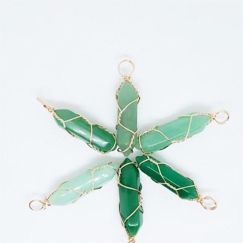 Hexagonal Double-Ended Crystal Pendant DIY Jewelry Accessory