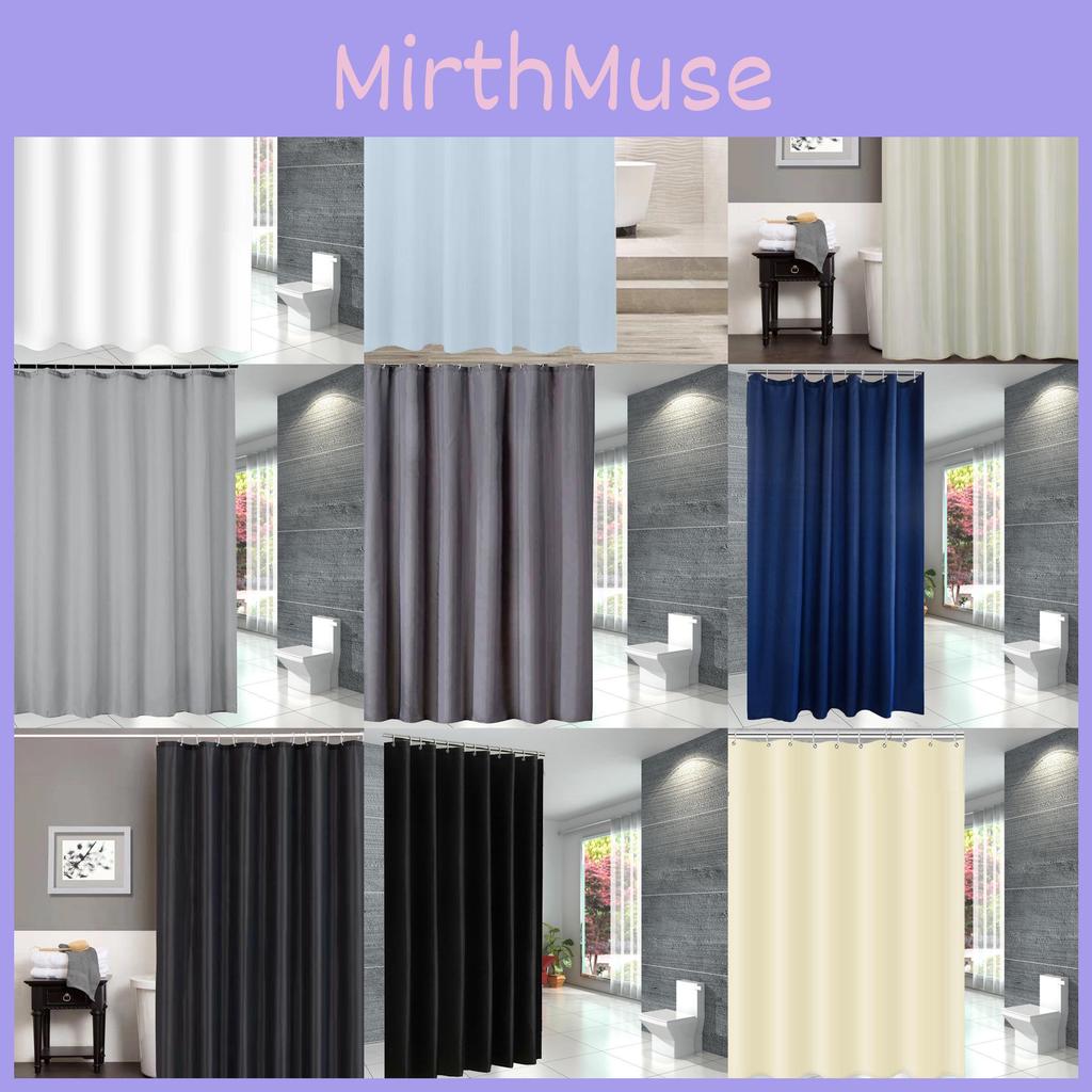 Color Waterproof Solid Polyester Shower Curtain Hooks Set For Decor Bathroom