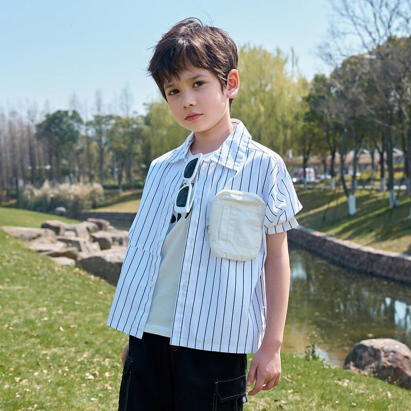 Montagut Boys' Striped Short-Sleeve Summer Shirt