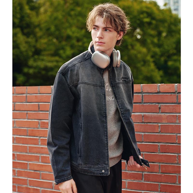 NVG·YOUNG Men's Stand-Collar Loose-Fit Denim Jacket