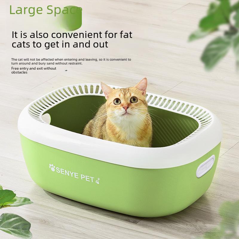 Senye Extra Large Splash-Proof Semi-Enclosed Cat Litter Box with Deodorant