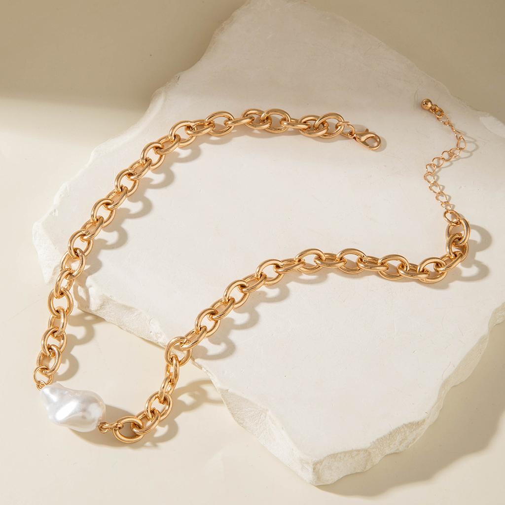 New Pearl Cross Necklace Vintage Literary Baroque Necklace