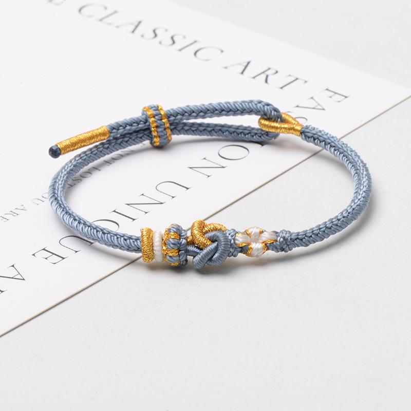 Handmade Red Rope Bracelet with Gold Pendant - DIY Semi-Finished Concentric Knot for Couples