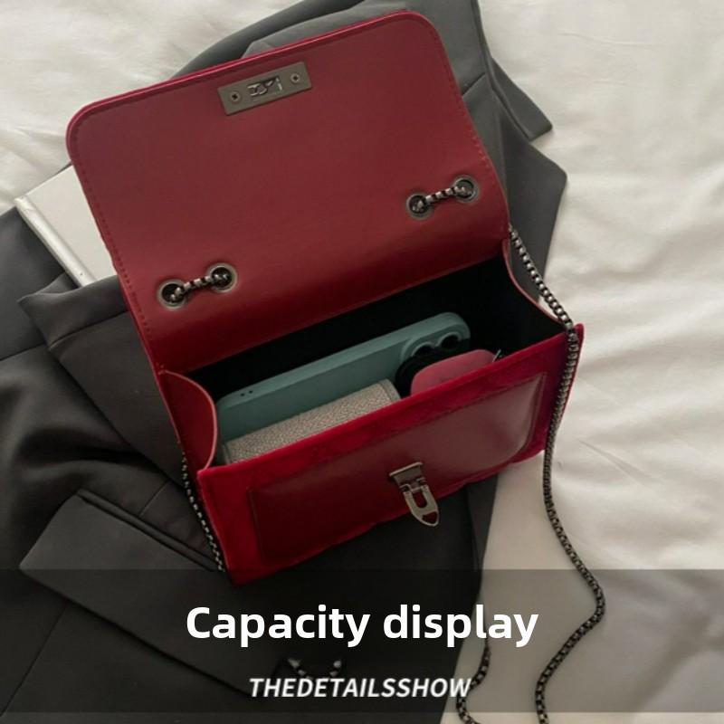 New Velvet Commuting Crossbody Bag Women Fashi Chain Strap Square Shoulder Bag Comfortable and Texture Versatile Chain Bag
