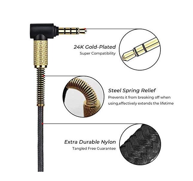 High quality audio cable For Momentum On-ear1/2/3 Headset 3.5mm to 2.5mm plug with microphone braided wire