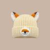 Cappello in Maglia Arancione a Volpe con Orecchie da Cartone Animato per Calore Invernale e Stile Casual