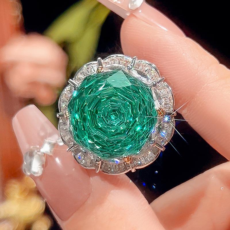 Jewelry Copper Bottom Gold-Plated Rose Cut Para Green Temperament Light Luxury Suit Women 16-10M
