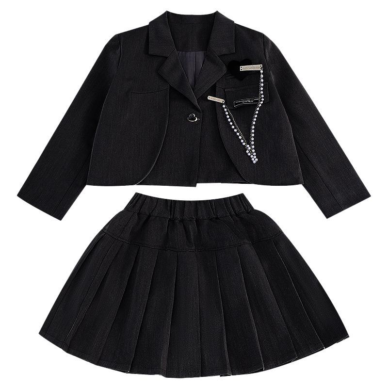 

Комплект школьной формы для девочки 2025: Весенне-осенний стиль JK Academy, куртка и короткая юбка, 3 предмета для детей среднего и старшего возраста 140 cm