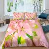 Pink Cherry Blossom King Queen Bedding Set Spring Flora Duvet Cover Japanese Flowers Quilt Cover Soft Polyester Comforter Cover