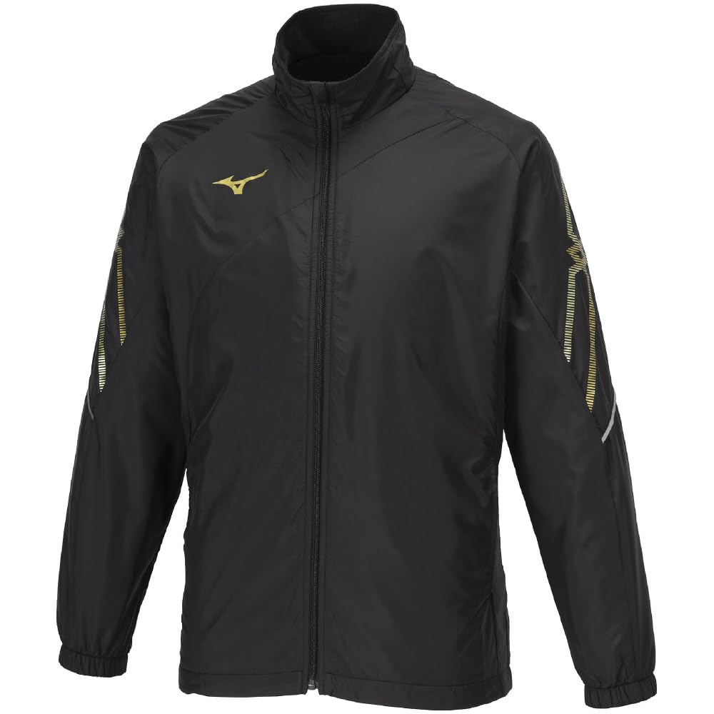 Mizuno 32MEA631 Breath Thermo Lined Warmer and Training Size M MC-LINE Jacket, Moisture-Wicking Heat-Generating Wear, Black/Gold,