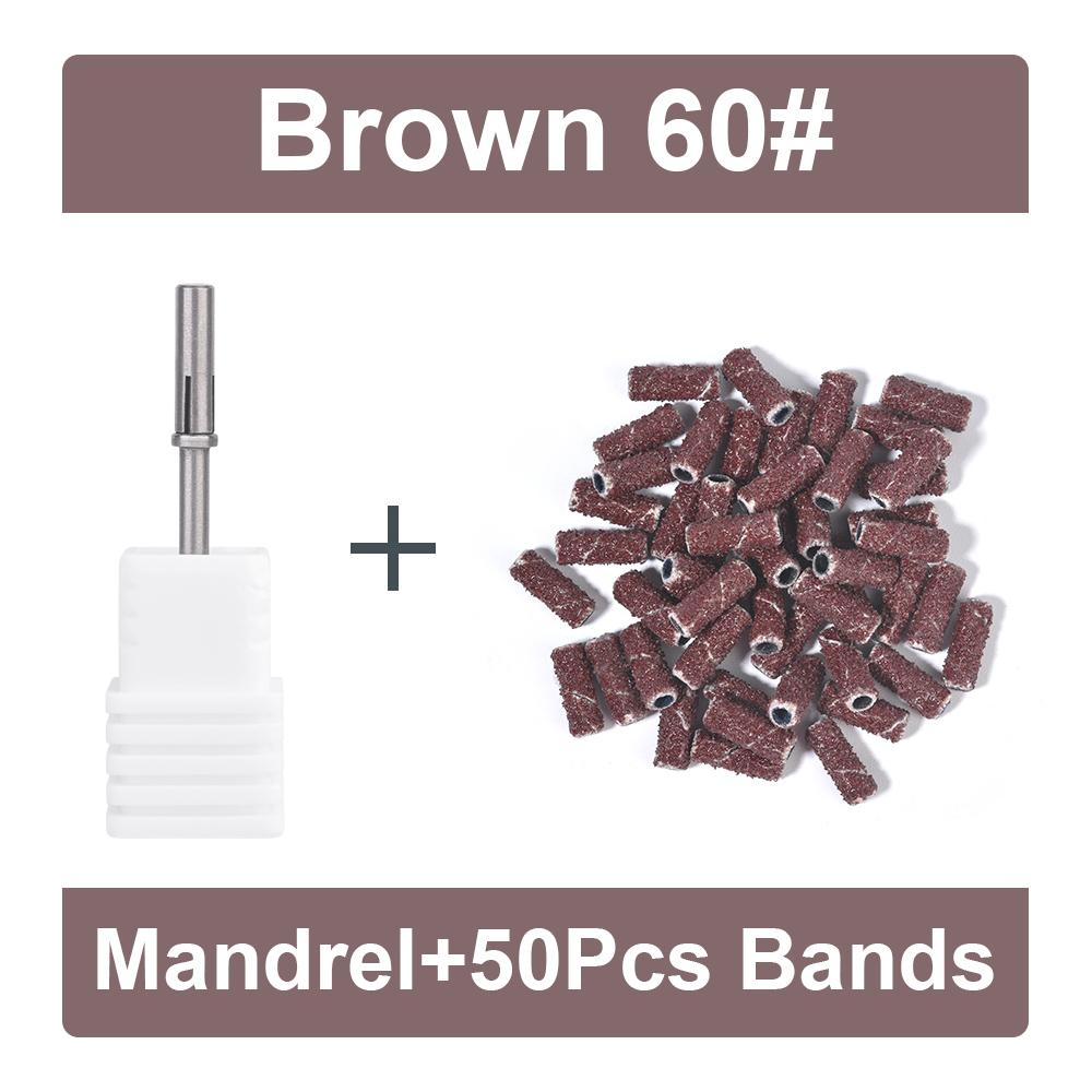 50Pcs 3MM Mini Nail Sanding Bands With Shaft 3/32" Nail Drill Bits Sand Bands Dead Skin Calluses Nail Gel Remove Nail Tool Set