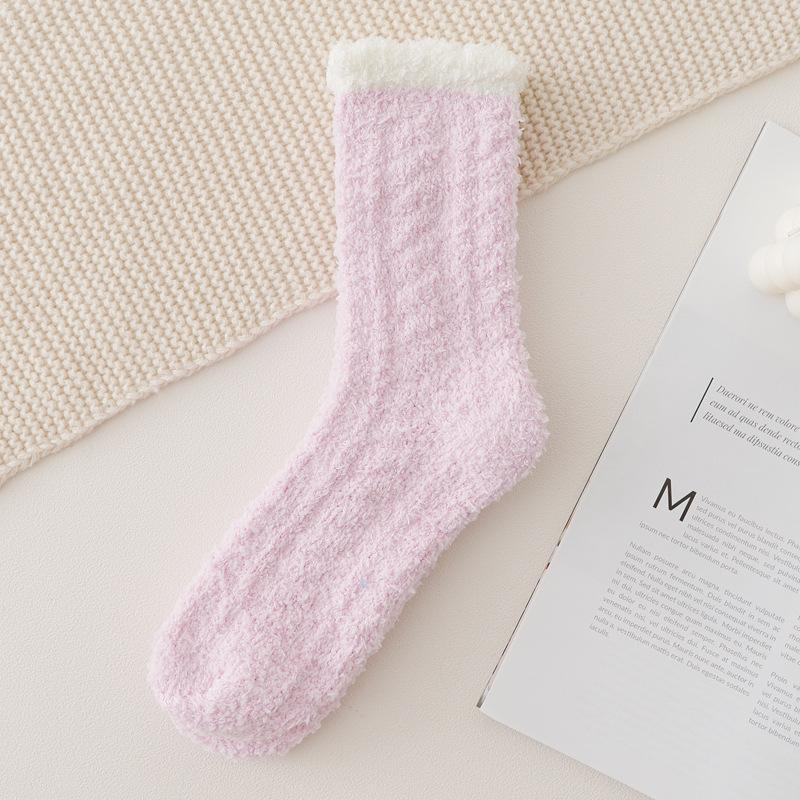 Winter Women's Twist Coral Fleece In The Tube Wild Warm Floor Socks Adult Socks