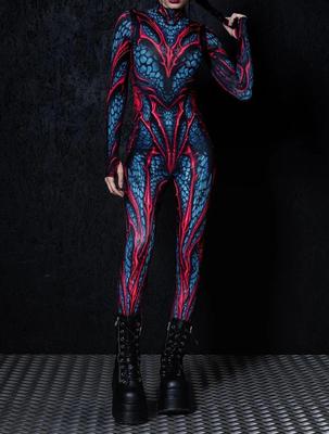 Women 3D Digital Printing Halloween Cosplay Tights Jumpsuit Adult One-piece Carnival Party Stage Show Dance Costume Outfit