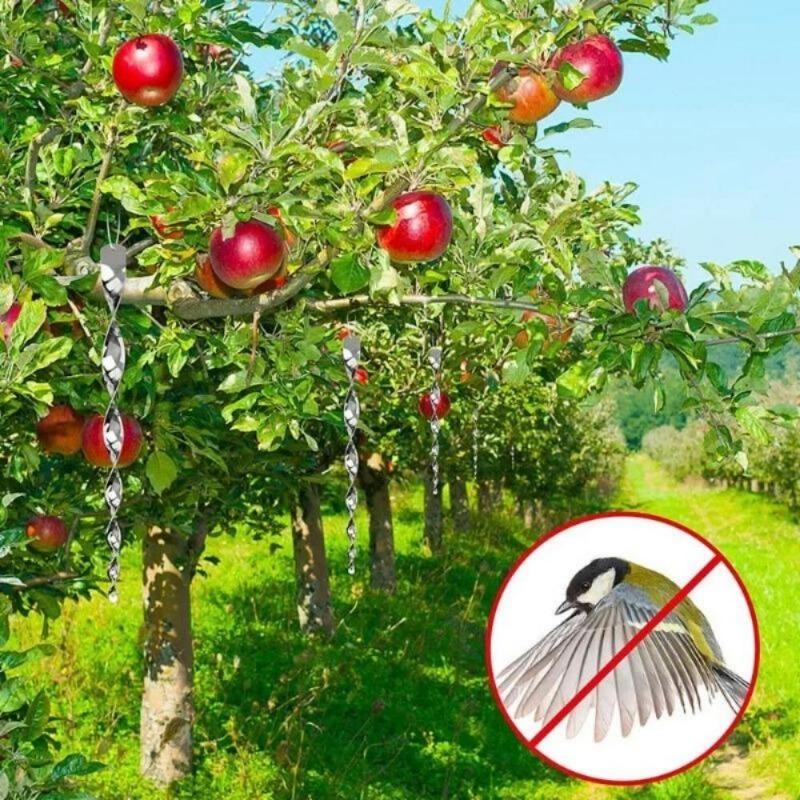80pcs Bird Repellent Reflective Rods 30cm Scare Birds Repeller Wind Spiral Rotating Rod Hanging Ornaments Home Garden Decor