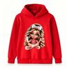 Kids Boys Girls Hooded Sweatshirt Cute Cartoon Girl Print Long Sleeve Pullover Hoodie Casual Warm Top For School Street Daily Wear For 3-12 Years Old