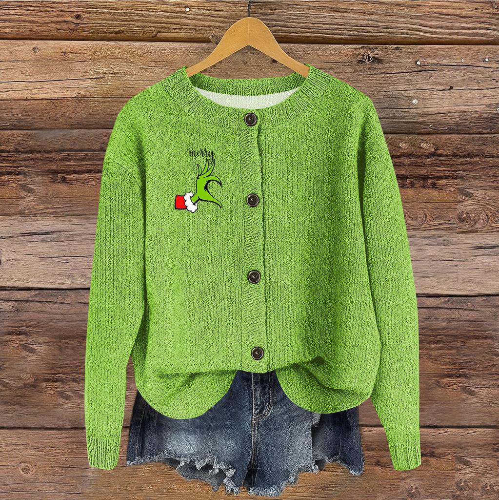 Women's Vintage Knit Button Print Cardigan Jacket