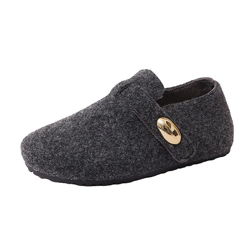 Korean Version of Velvet Boken Shoes Retro Wool Shoes Women's 2025 New Autumn and Winter Wool Thick Sole Heightening Velcro Cotton Shoes