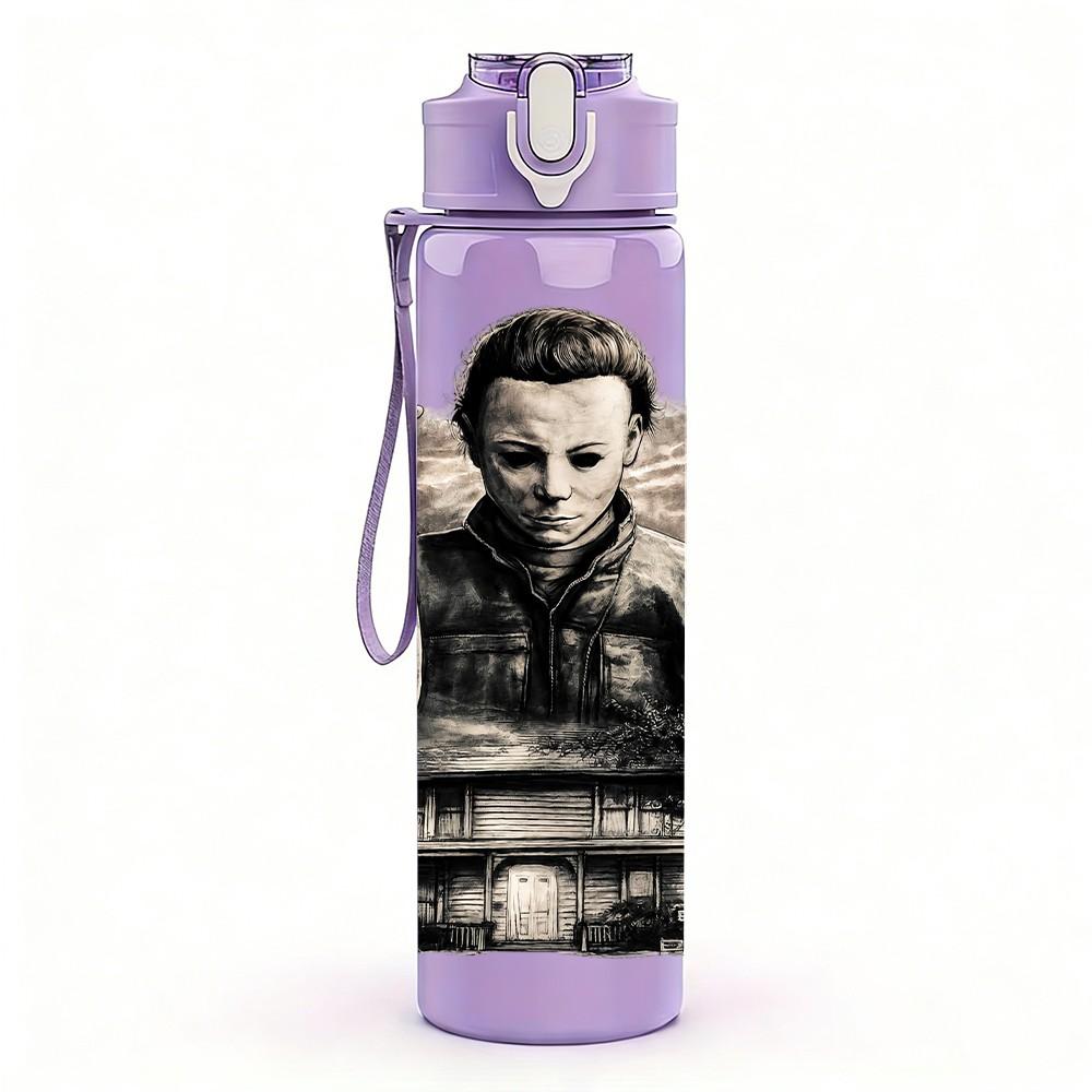 1PC Vintage Old Gentleman Portrait Art 750ml Color Plastic Sports Water Bottle Leakproof Flip Straw Lid Suitable for Sports Office Home Use