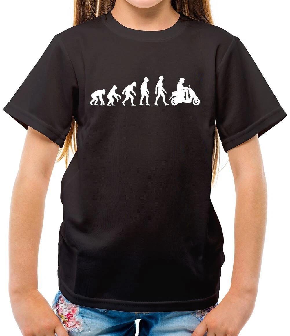 Evolution Of Man Moped - Kids T-Shirt - Motorbike Scooter Rider Bike Bikes 120