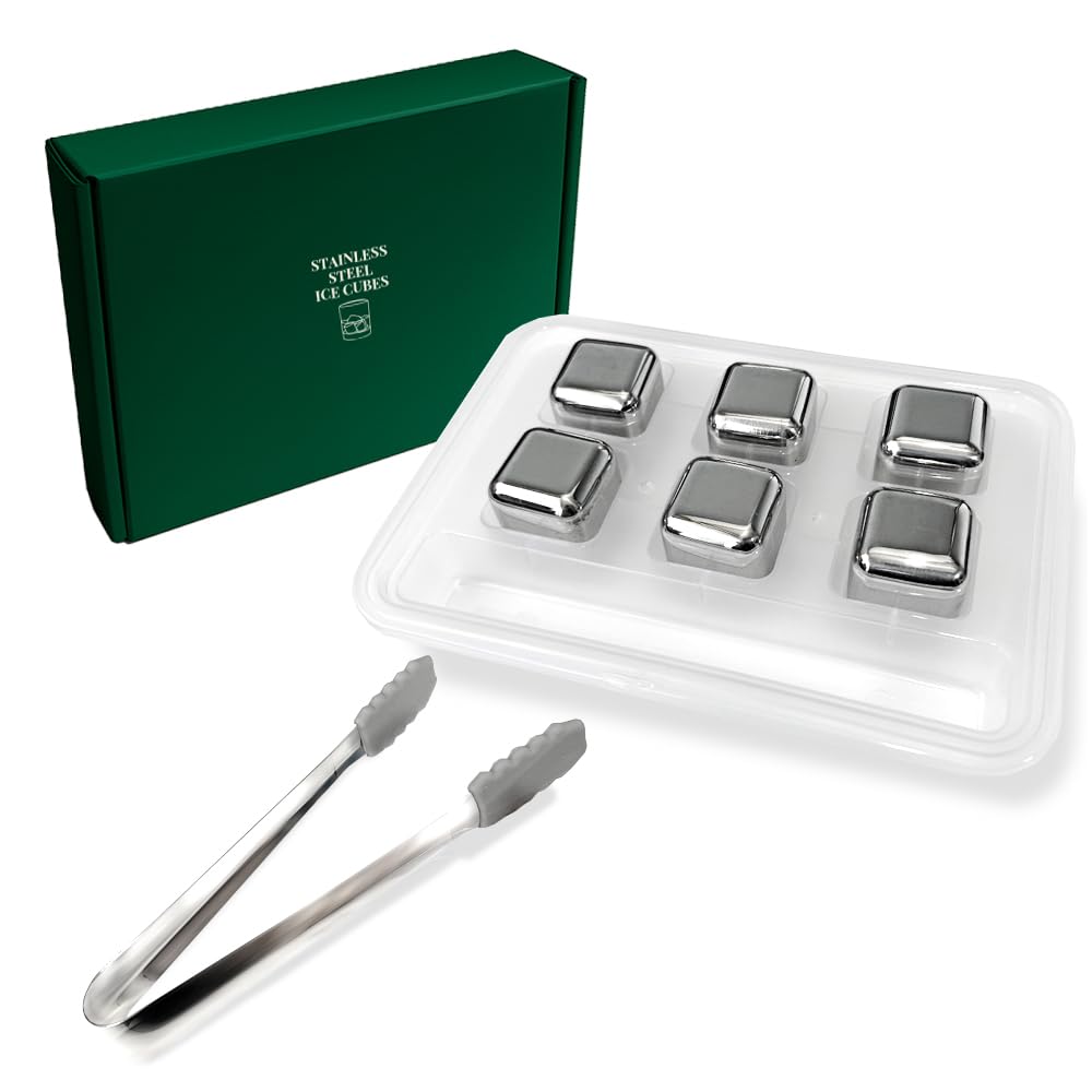 

Ice Stainless Keeps Ice Perfect for Whiskey and Gift of Co-Goods No-Melting Cubes, Steel, Cold, Highballs, (Set 6)