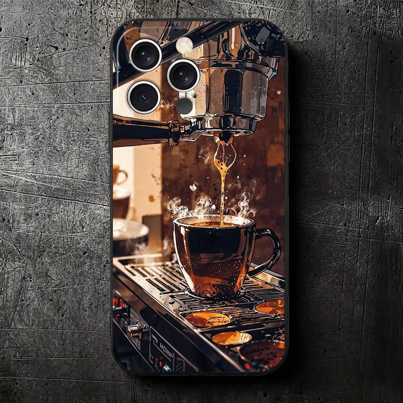 Black Coffee Fashion Style Soft Phone Case for iPhone 16 16E 17 Air 15 Pro Max 14 Plus 13 Mini 11 12 7 Black Cover Back Shell