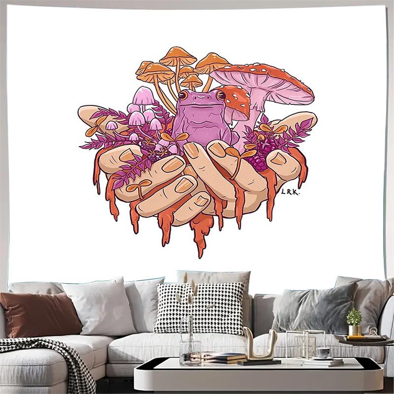 Mushroom Forest Tapestry Psychedelic Wall Hanging Nature Decor Cottagecore AestheticTrippy Room Decor Woodland Tapestry Fantasy 74x94cm(29x37in)