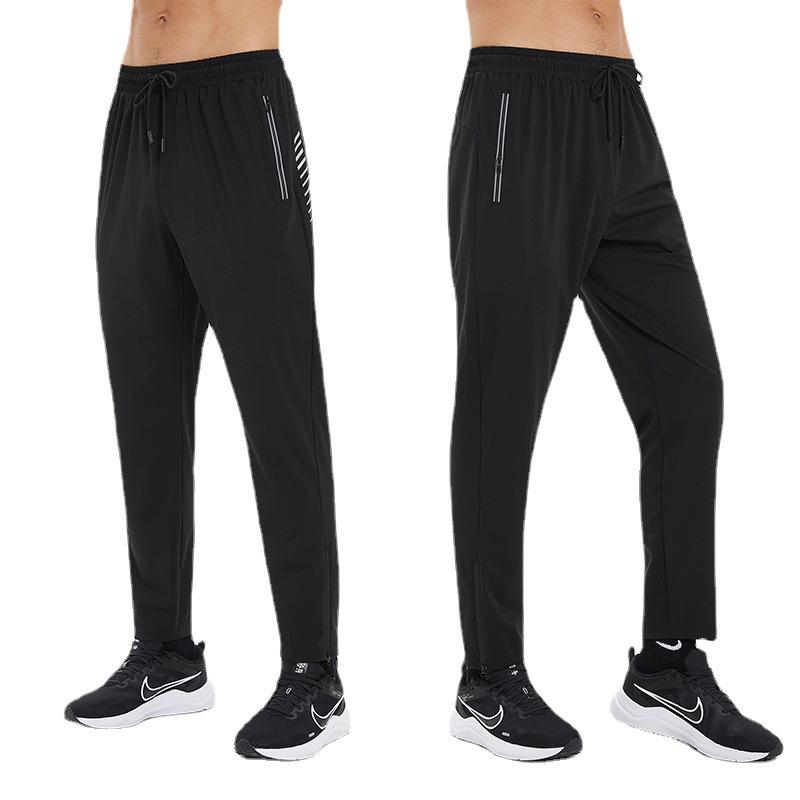 2024 Men's Quick-Dry Sports Pants: Casual, Zippered, Straight Leg for Running & Fitness