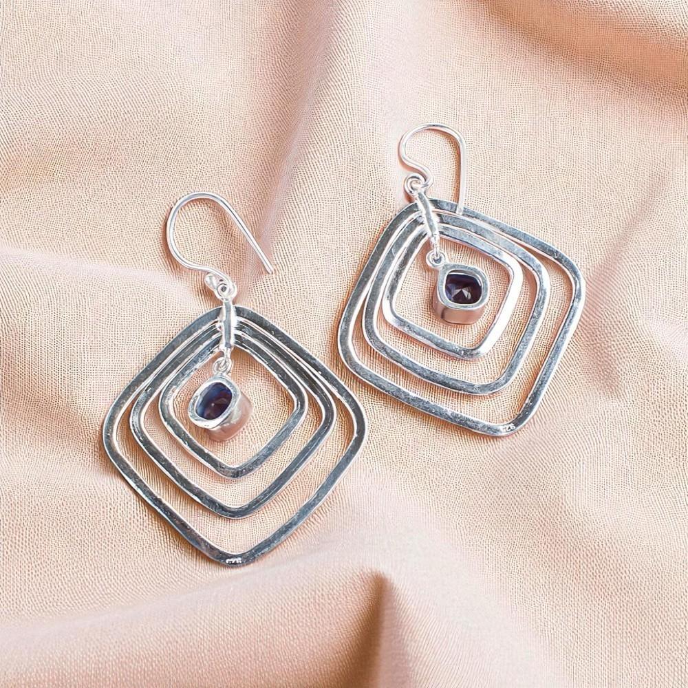 Tanzanite Gemstone 925 Sterling Silver Jewelry Handmade Dangle Earrings 2.44" EE-71-14