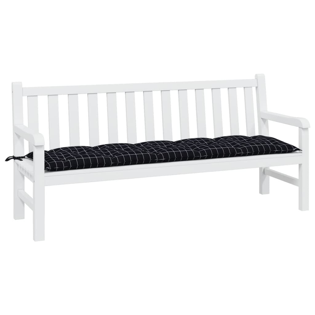 Garden Bench Cushion Black Checkered Pattern 180x50x7 Cm Oxford Fabric