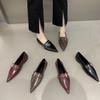 Niche new light luxury pointed square metal buckle with deep mouth comfortable commuting light mouth medium heel French retro single shoes