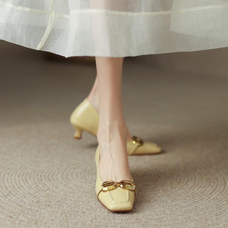 

French gentle small square head medium heel cat heel shoes small heel light mouth single shoes high heels women s 2025 spring and autumn new single 35