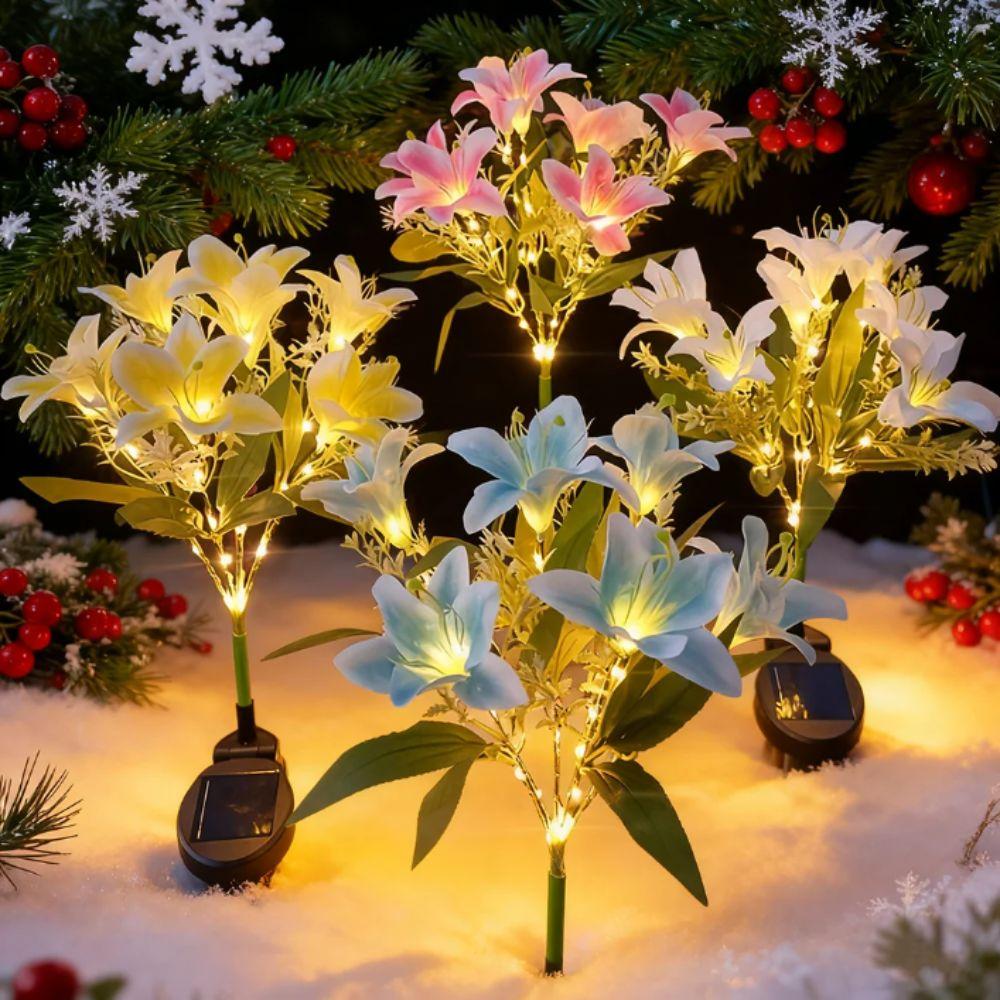 Solarbetriebene LED Outdoor Blumen Dekoration 7 Köpfe Simulationsblumenlampe Camping Dekor