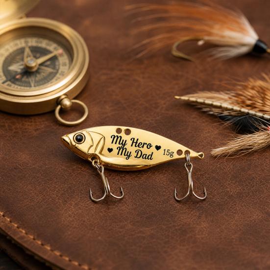2 Pcs Fishing Lures with Wooden Box Set, We Hooked The Best Dad Personalized Engraved Fishing Lures, Father's Day Gift for Dad, Husband
