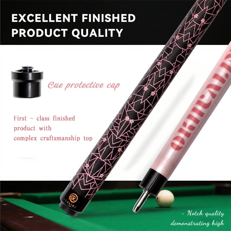 OKHEALING Karbonfaser Billard Queue Niedrige Ablenkung Billard Queue 12,9 mm Spitze, Uni-loc Gelenk 147 cm/58 Zoll Länge 19-20 oz Gewicht, Rosa