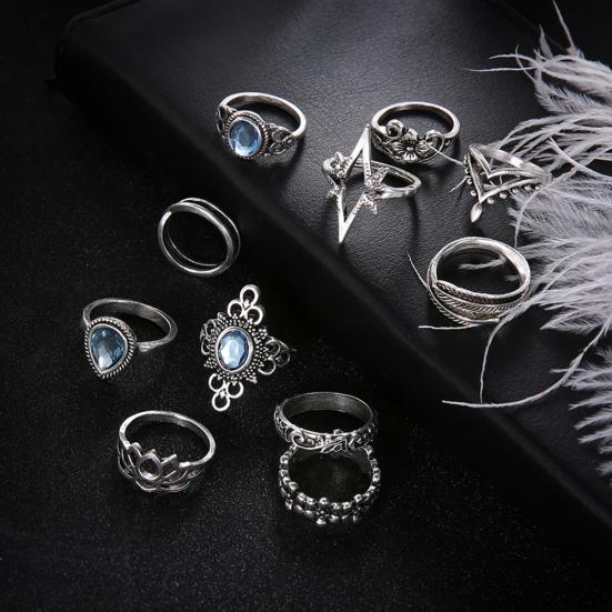 11 stk Kvinner Retro Hul Rhinestone Knoke Midi Fingerspiss Stableskjøt