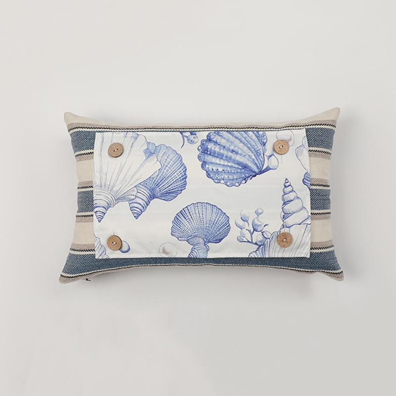 

Lumbar Pillow Ocean Series Button Replaceable Pillow Cover 1 Pillow Cover + 4 Replaceable Cloth Pieces 30 * 50cm (excluding core)